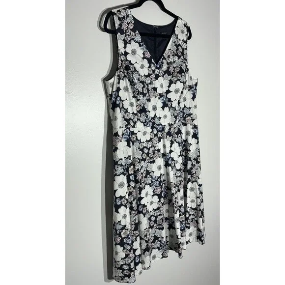 Ann Taylor Dress 16 Floral Cotton Poplin Lined Cottage Wedding Shower Modest Tea - Picture 3 of 14